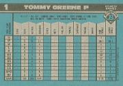 1990 Bowman #1 Tommy Greene RC back image