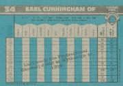 1990 Bowman #34 E.Cunningham UER RC/(Errant * by the word in) back image