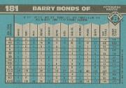 1990 Bowman #181 Barry Bonds back image