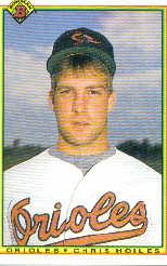 1990 Bowman #259 Chris Hoiles RC UER/Baltimore is spelled Balitmore