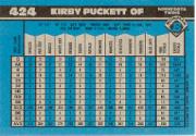 1990 Bowman #424 Kirby Puckett back image