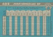 1990 Bowman #492 Juan Gonzalez RC back image