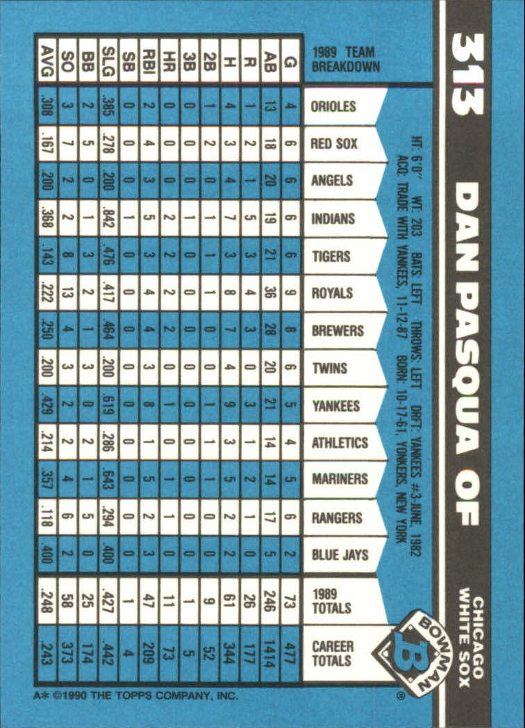 1990 Bowman Tiffany Baseball "Main Set" Base Cards #251 to #527 - Picture 107 of 461