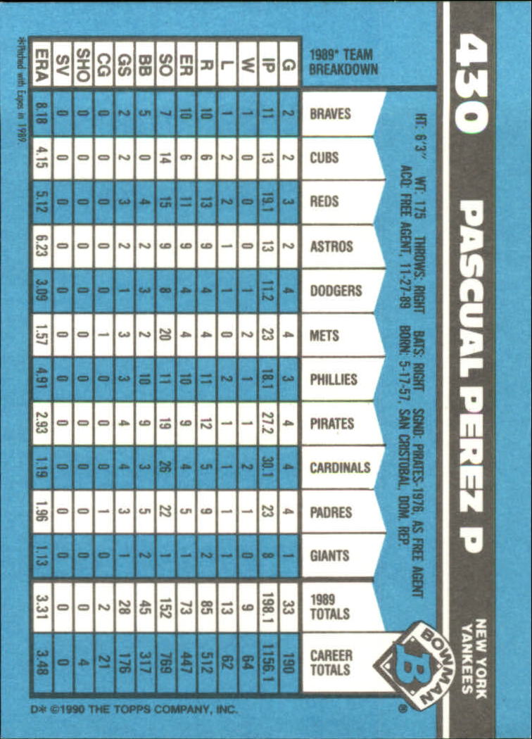 1990 Bowman Tiffany Baseball "Main Set" Base Cards #251 to #527 - Picture 303 of 461