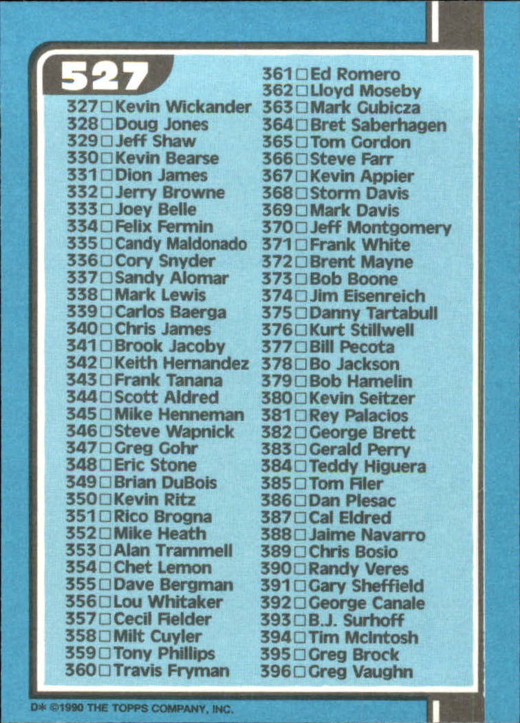 1990 Bowman Tiffany Baseball "Main Set" Base Cards #251 to #527 - Picture 461 of 461