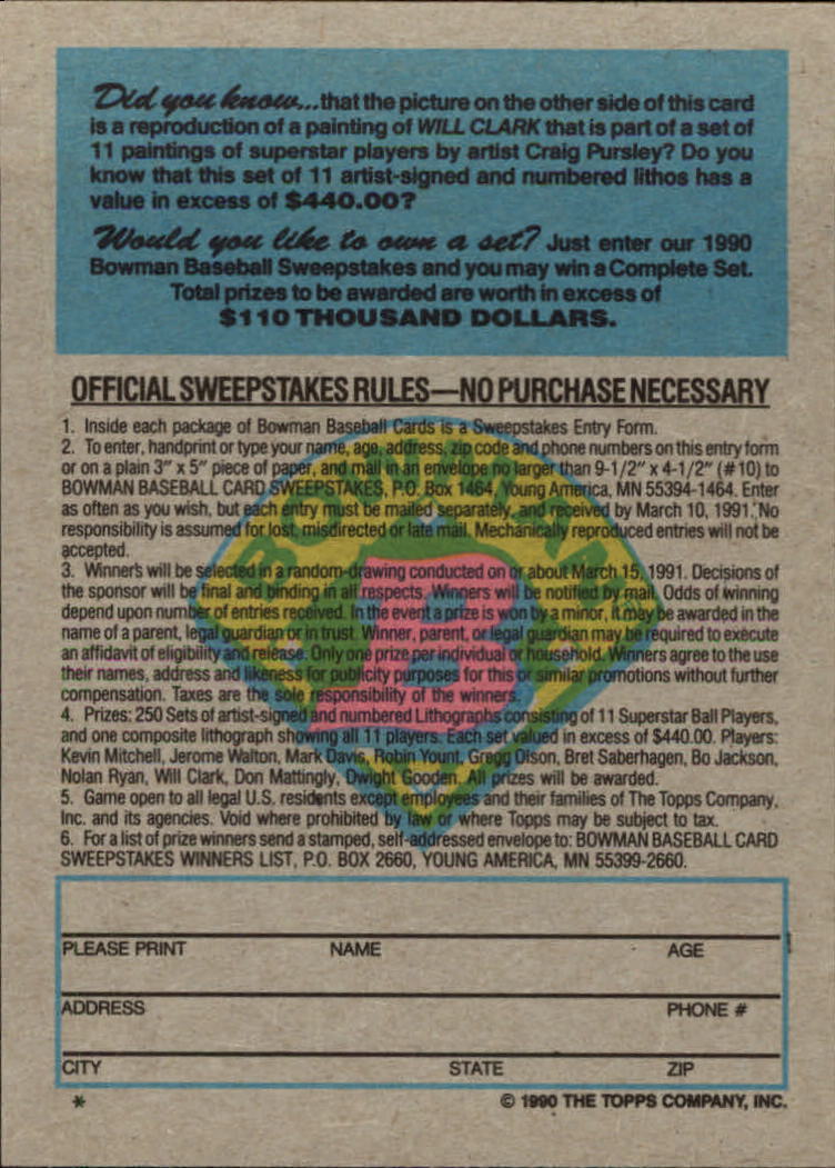 A1033- 1990 Bowman Baseball Karten 401-528 + Einsätze -du Pick- 15 + Kostenlose - Bild 237 von 245