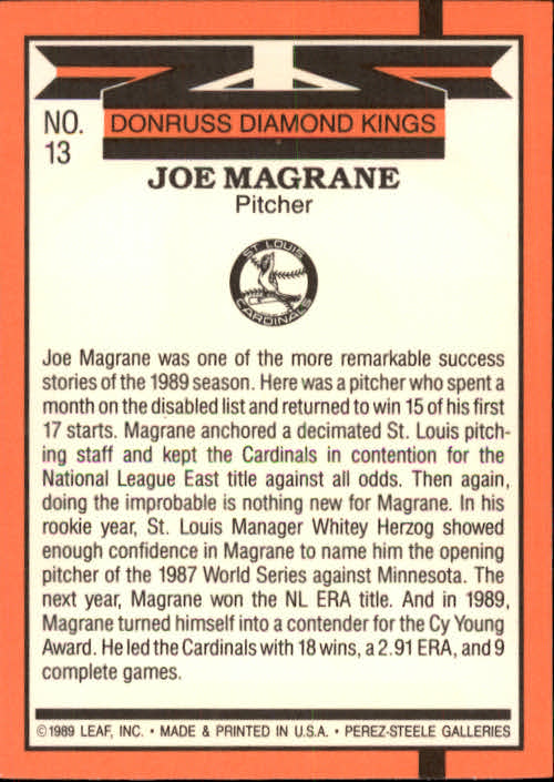 1990 Donruss #13 Joe Magrane DK back image