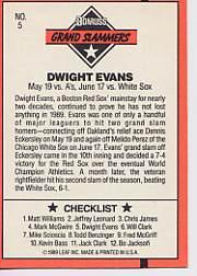 1990 Donruss Grand Slammers #5 Dwight Evans back image