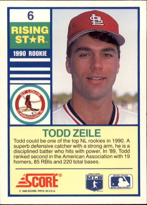 1990 Score Rising Stars #6 Todd Zeile back image