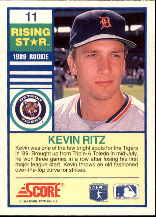 1990 Score Rising Stars #11 Kevin Ritz back image