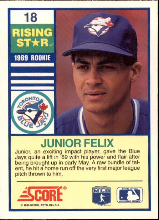 1990 Score Rising Stars #18 Junior Felix back image