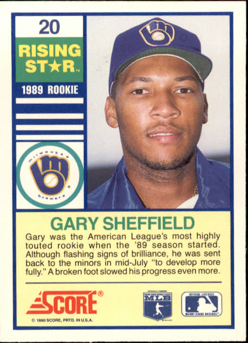 1990 Score Rising Stars #20 Gary Sheffield back image