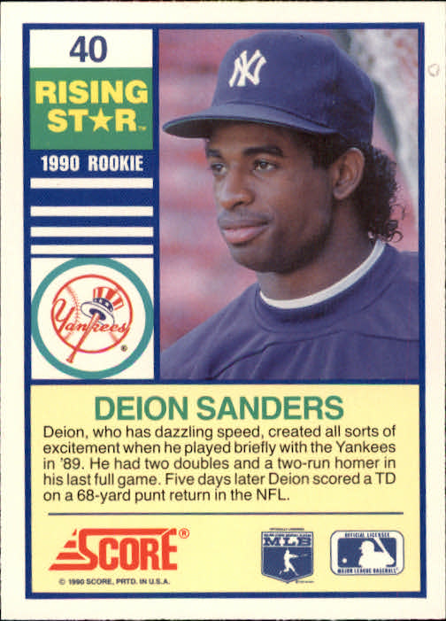 (1989) #24 Deion Sanders New York Yankees Baseball Card