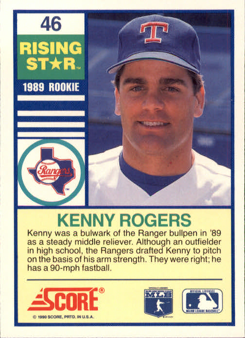 1990 Score Rising Stars #46 Kenny Rogers back image