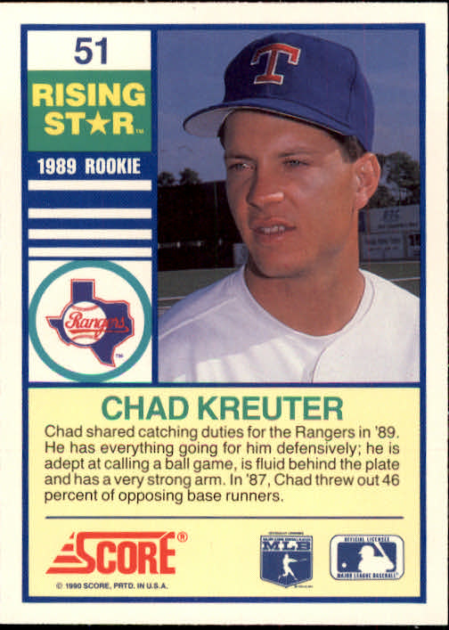1990 Score Rising Stars #51 Chad Kreuter back image