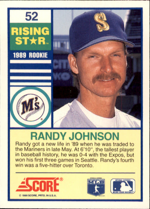 1990 Score Rising Stars #52 Randy Johnson back image