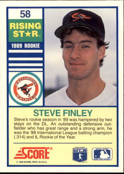 1990 Score Rising Stars #58 Steve Finley back image