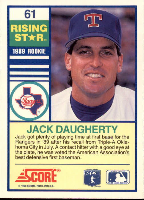1990 Score Rising Stars #61 Jack Daugherty back image