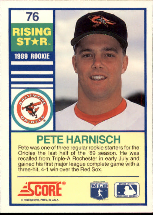 1990 Score Rising Stars #76 Pete Harnisch back image