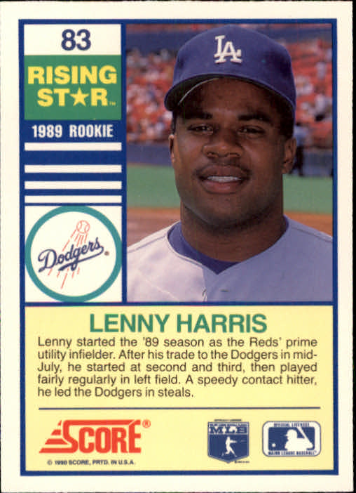 1990 Score Rising Stars #83 Lenny Harris back image