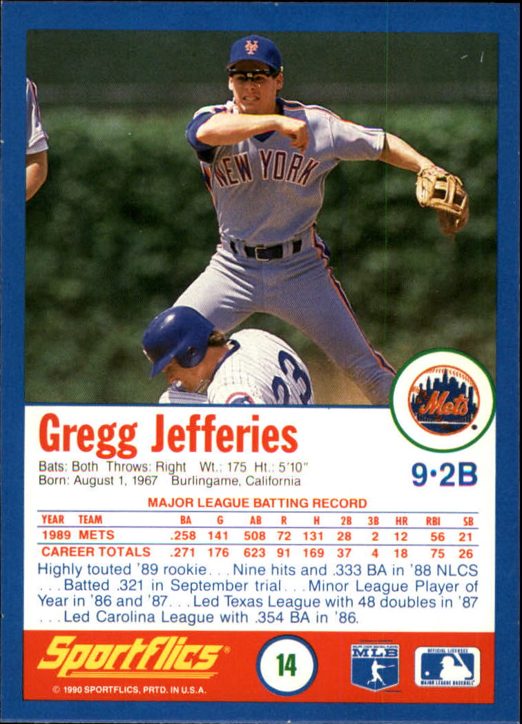 1990 Sportflics #14 Gregg Jefferies back image
