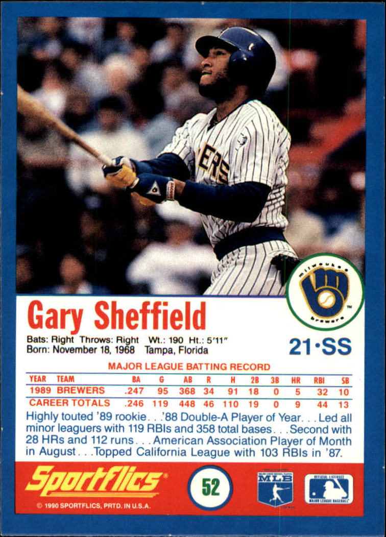 1990 Sportflics #52 Gary Sheffield UER back image