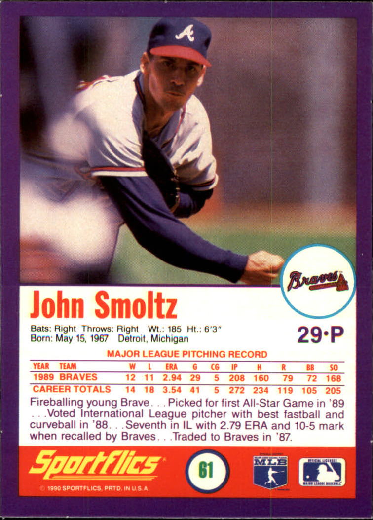 1990 Sportflics #61 John Smoltz back image