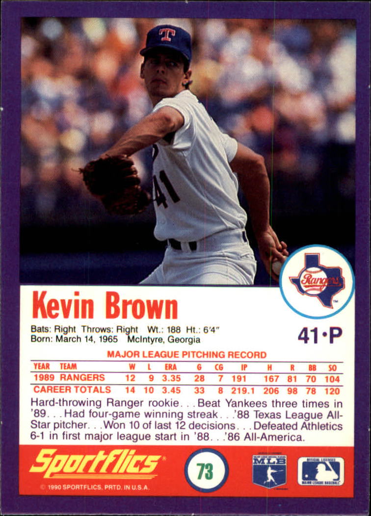 1990 Sportflics #73 Kevin Brown back image
