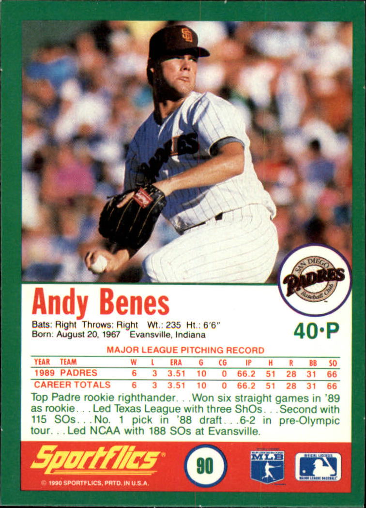1990 Sportflics #90 Andy Benes back image