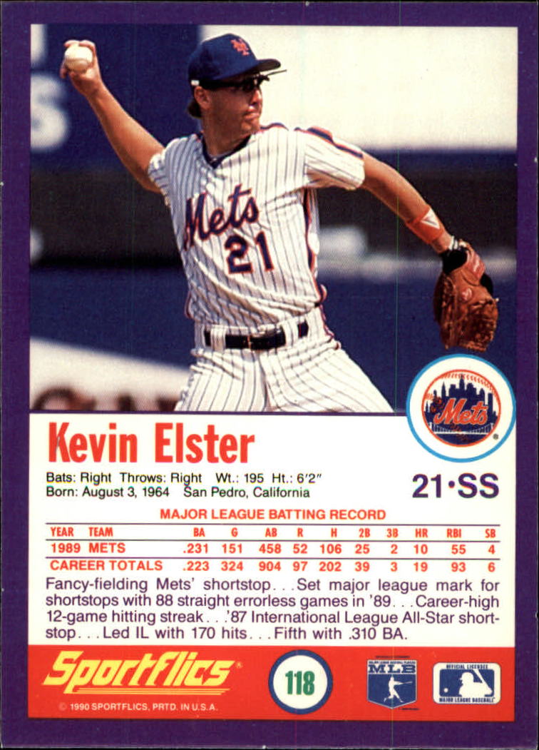 1990 Sportflics #118 Kevin Elster back image