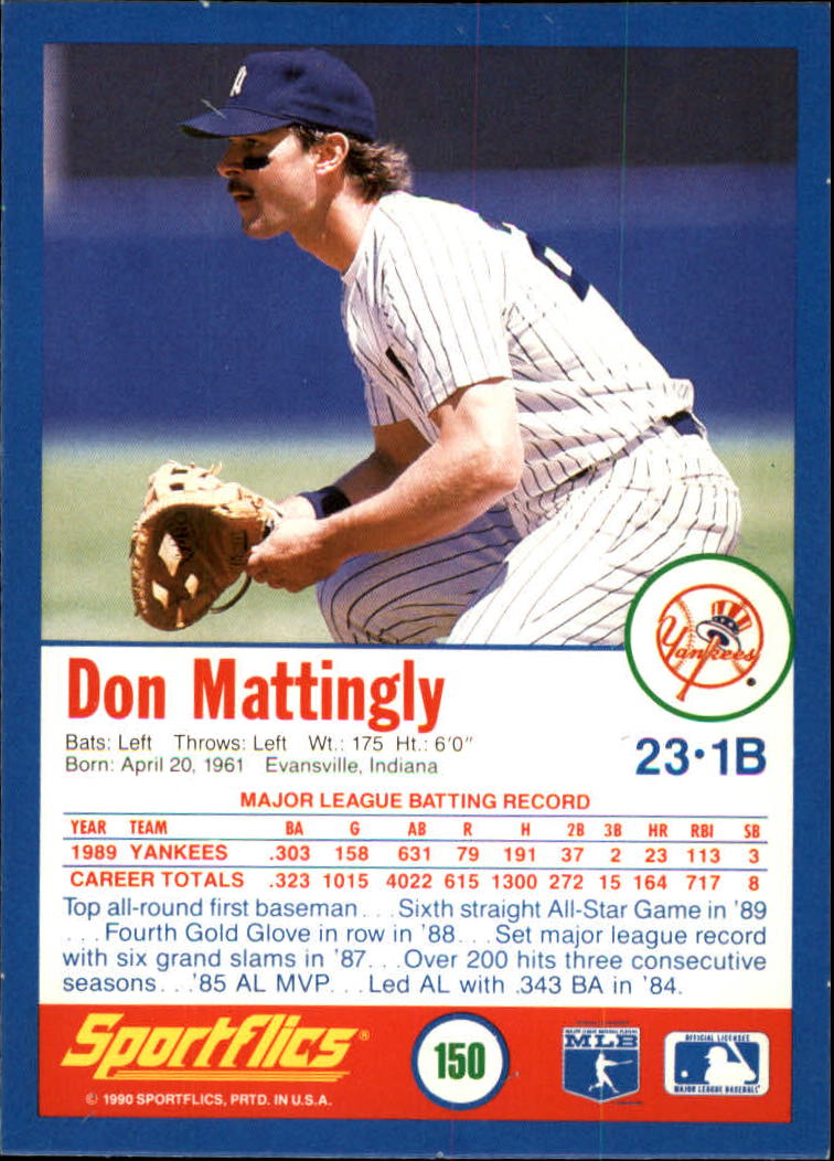 1990 Sportflics #150 Don Mattingly back image