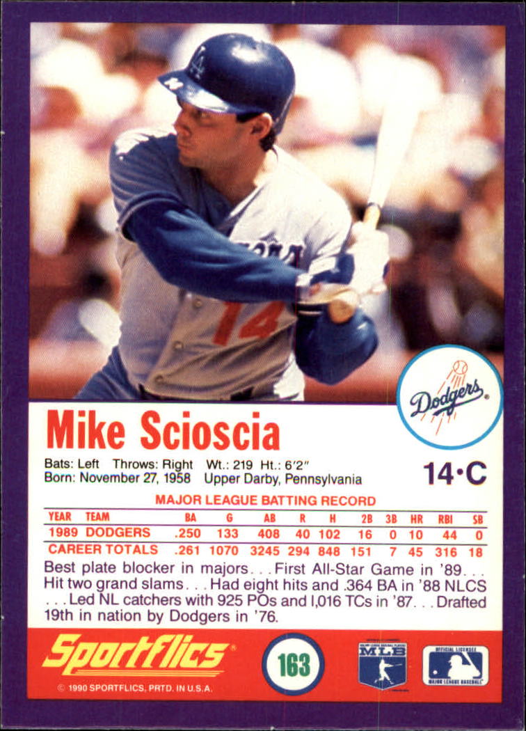 1990 Sportflics #163 Mike Scioscia back image