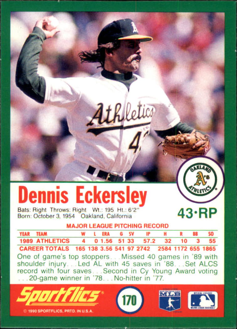 1990 Sportflics #170 Dennis Eckersley back image