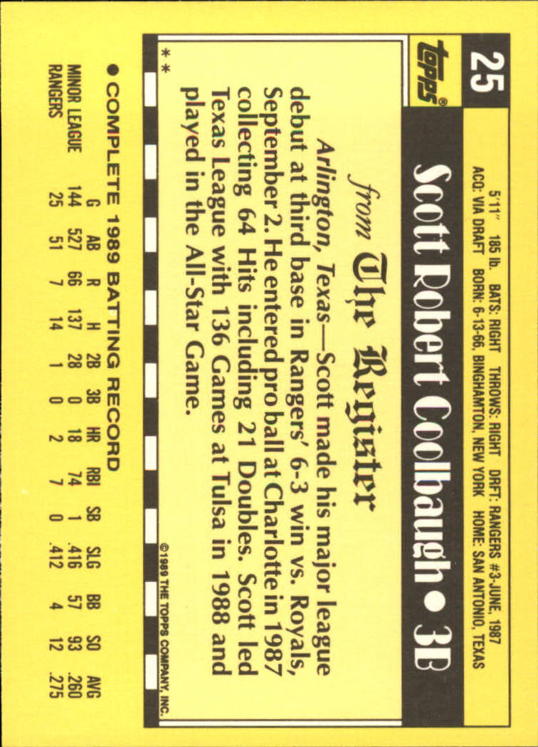 1990 Topps Debut '89 #25 Scott Coolbaugh back image