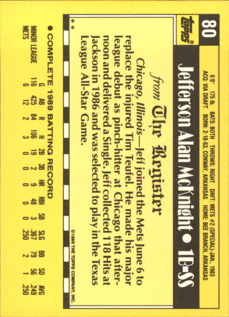 1990 Topps Debut '89 Baseball (Pick Card From List) C136 08-24 - Picture 121 of 151