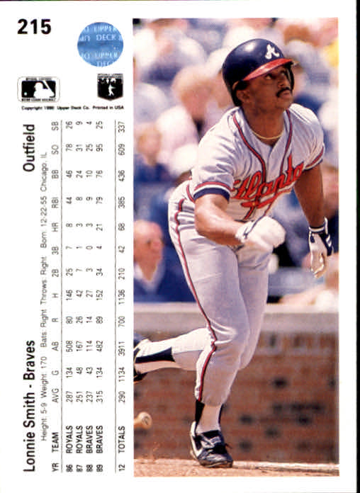 1990 Upper Deck #215 Lonnie Smith back image