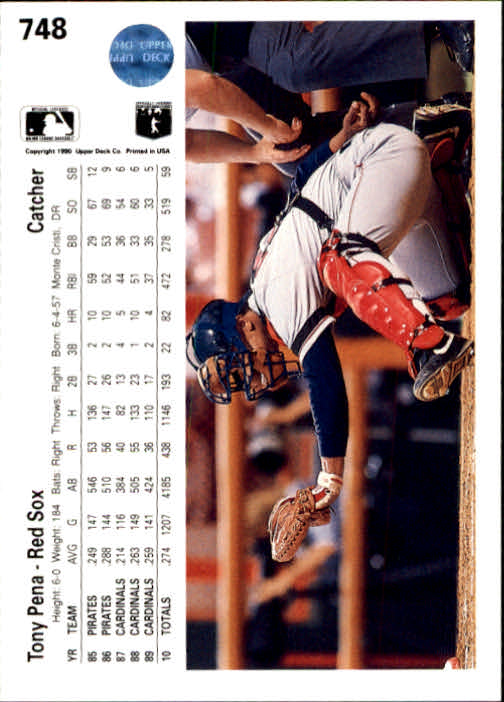 1990 Upper Deck #748 Tony Pena back image