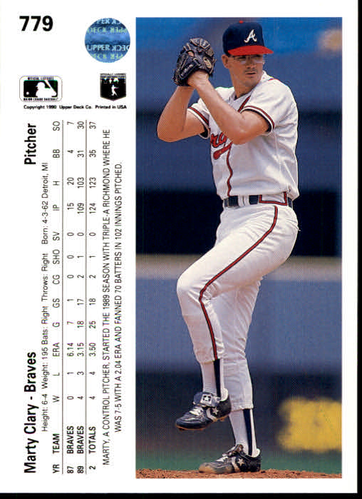 1990 Upper Deck #779 Marty Clary back image