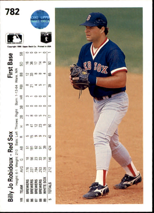 1990 Upper Deck #782 Billy Joe Robidoux back image