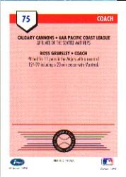 1991 Line Drive AAA #75 Ross Grimsley CO back image