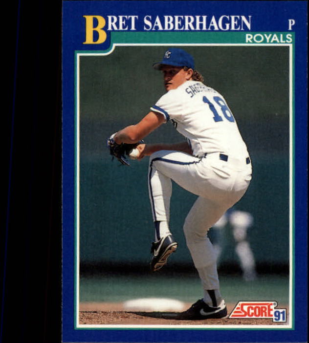 1991 Score #6 Bret Saberhagen UER/In bio, missed/misspelled as mised
