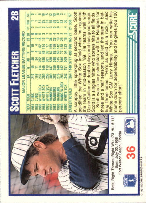 1991 Score #36 Scott Fletcher back image