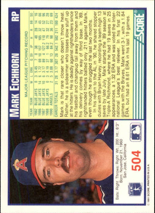 A6419- 1991 Score Baseball Cards 498-747 +Rookies -You Pick- 15+ FREE US SHIP - Picture 15 of 499