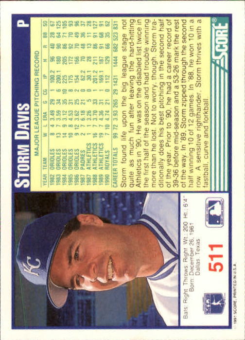 A6419- 1991 Score Baseball Cards 498-747 +Rookies -You Pick- 15+ FREE US SHIP - Picture 29 of 499