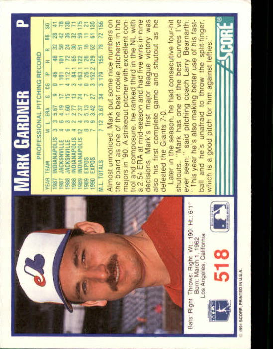 A6419- 1991 Score Baseball Cards 498-747 +Rookies -You Pick- 15+ FREE US SHIP - Picture 43 of 499