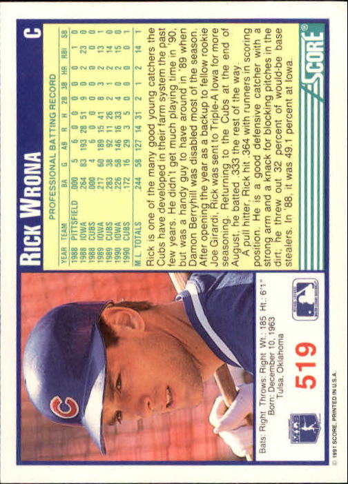 A6419- 1991 Score Baseball Cards 498-747 +Rookies -You Pick- 15+ FREE US SHIP - Picture 45 of 499