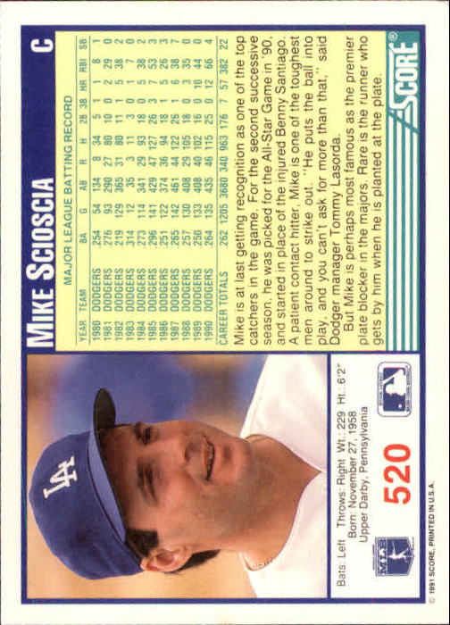 A6419- 1991 Score Baseball Cards 498-747 +Rookies -You Pick- 15+ FREE US SHIP - Picture 47 of 499