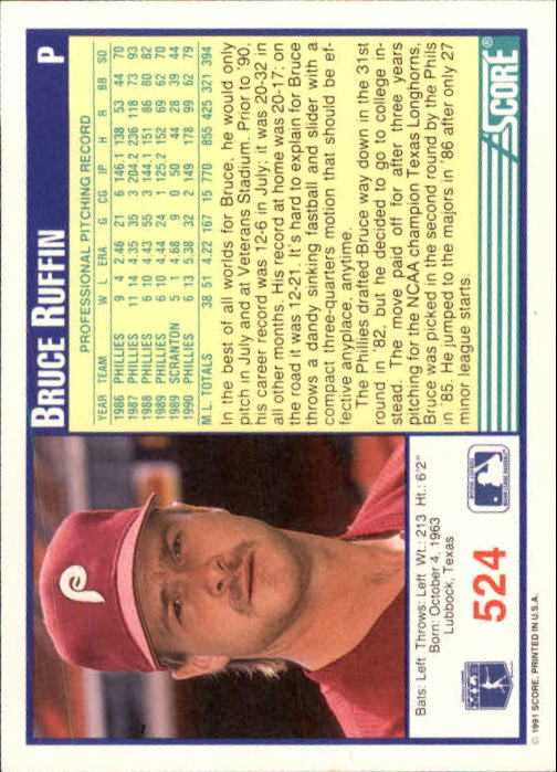 A6419- 1991 Score Baseball Cards 498-747 +Rookies -You Pick- 15+ FREE US SHIP - Picture 55 of 499