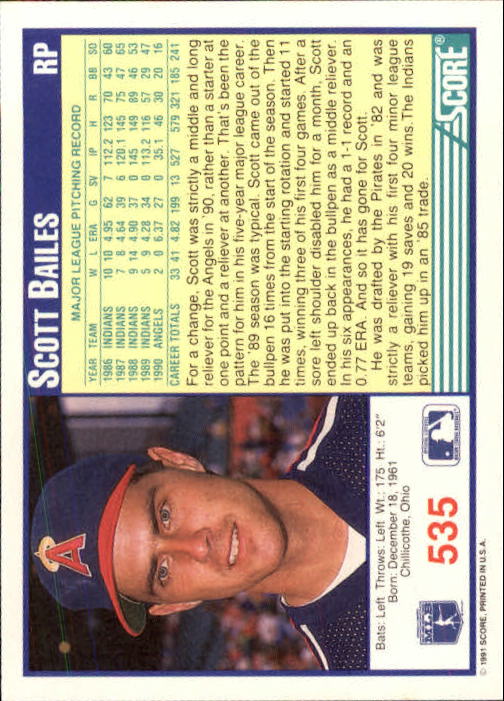 A6419- 1991 Score Baseball Cards 498-747 +Rookies -You Pick- 15+ FREE US SHIP - Picture 77 of 499