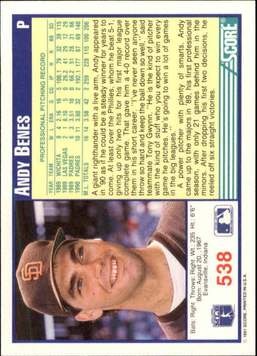 A6419- 1991 Score Baseball Cards 498-747 +Rookies -You Pick- 15+ FREE US SHIP - Picture 83 of 499